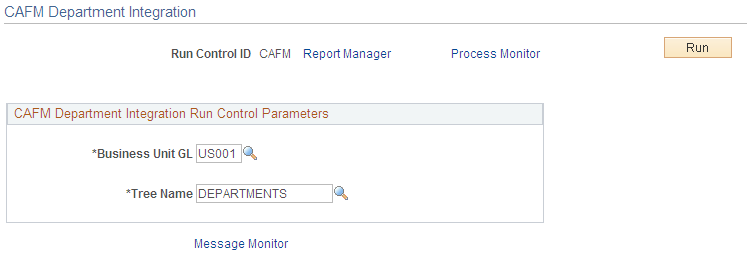 CAFM Department Integration page