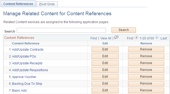 Manage Related Content for Content References page