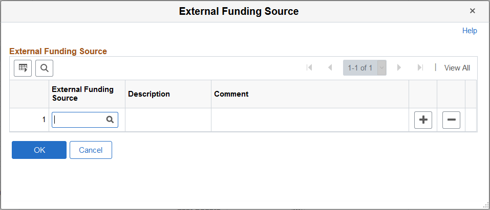 External Funding Source page