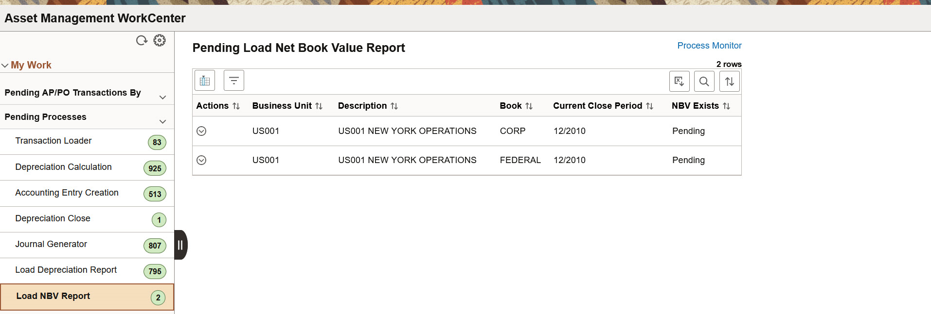 Load NBV Report page