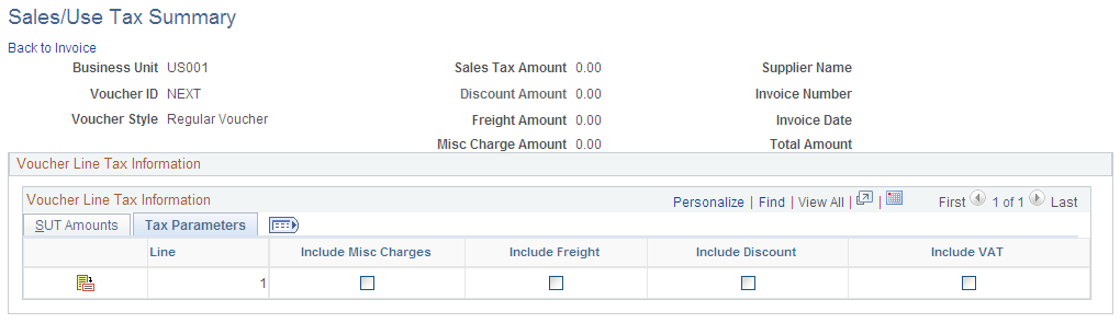 Sales/Use Tax Summary page with Taxware