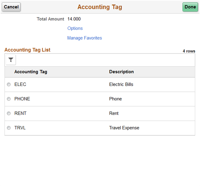 Accounting Tag - Accounting Tag List page