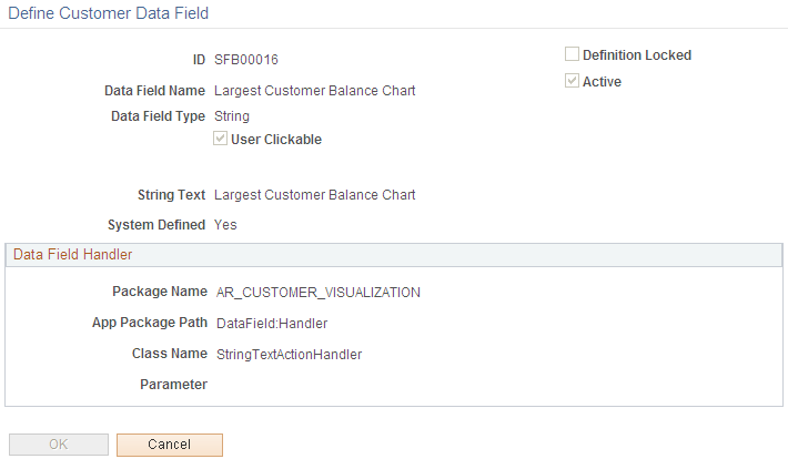 Define Customer Data Field page for string data