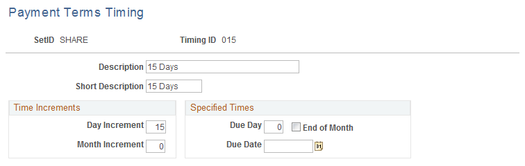 Payment Terms Timing page