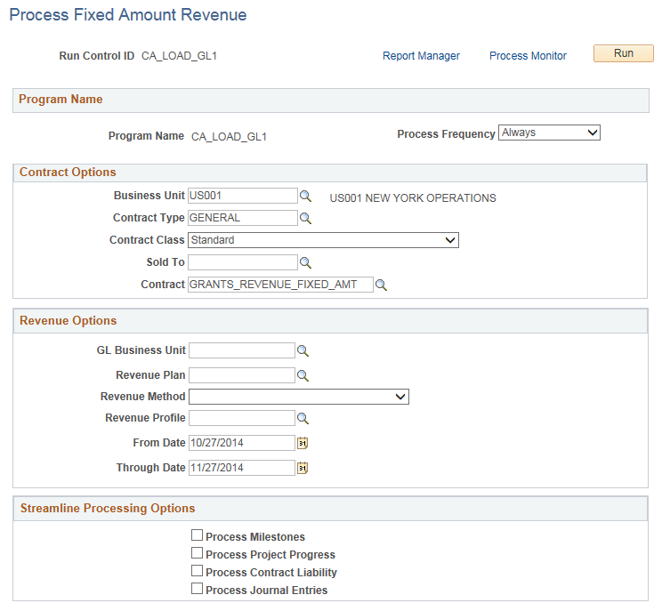 Process Fixed Amount Revenue Page
