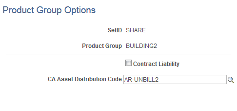 Product Group Options page