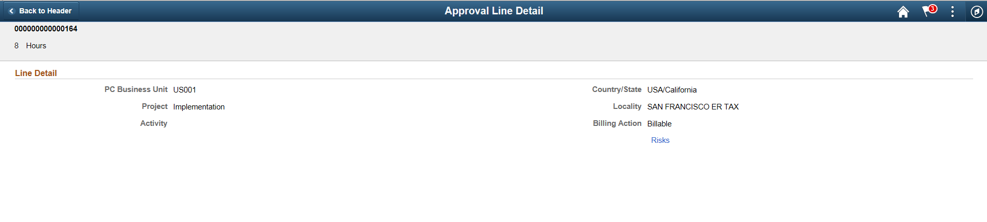 Pending Approvals - Time Report Page (Line Detail)