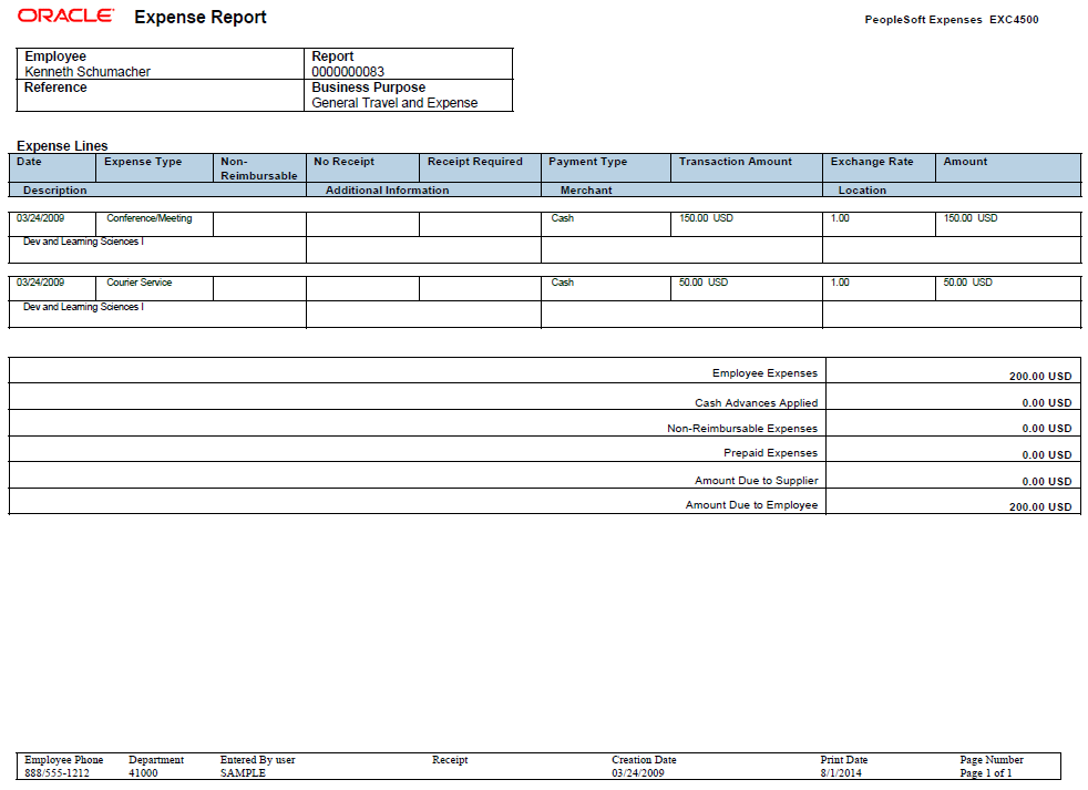 Expense Report PDF