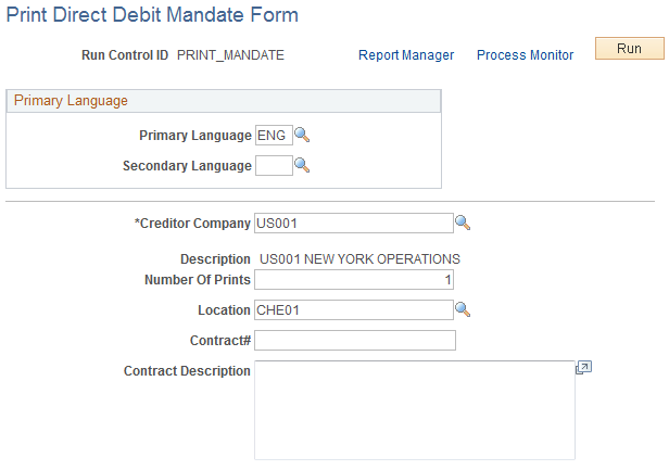 Print Direct Debit Mandate Form page