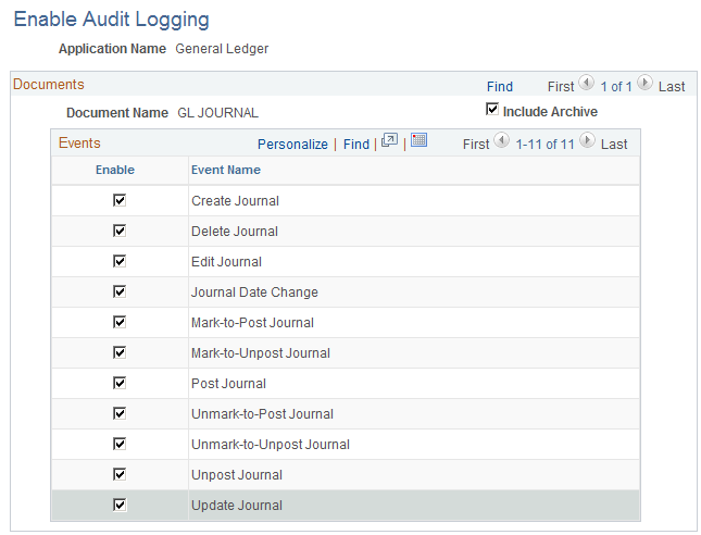 Enable Audit Logging page