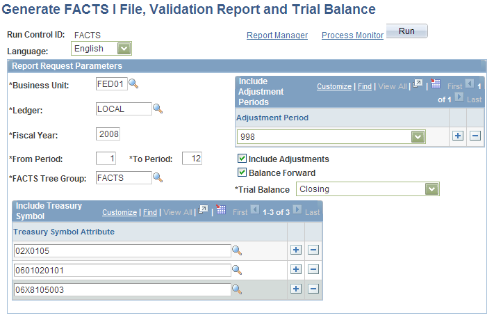 Generate FACTS I File, Validation Report and Trial Balance page