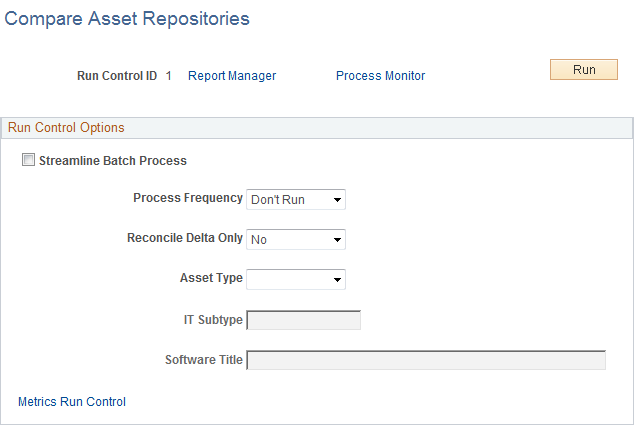 Compare Asset Repositories page