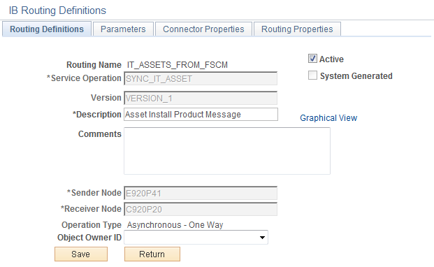 Add Routing Name (IT_ASSETS) on Routing Definitions Page