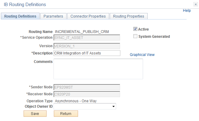 Routing Definitions Page(INCREMENTAL_PUBLISH_CRM)