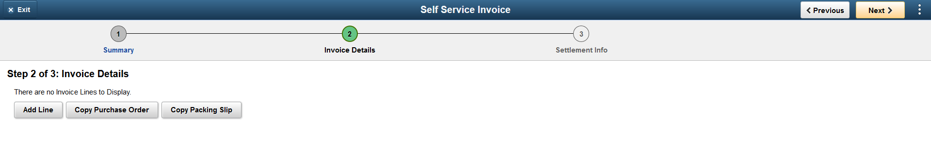 Self Service Invoice - Create Invoice page as displayed on a Desktop ( 2 of 3)