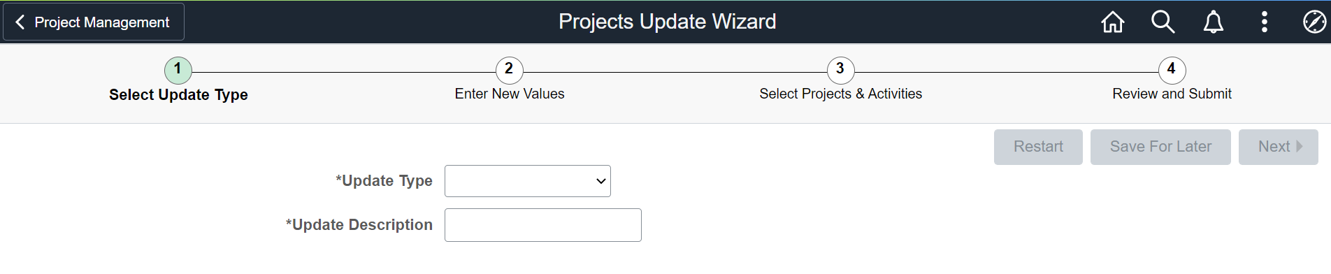 Projects Update Wizard