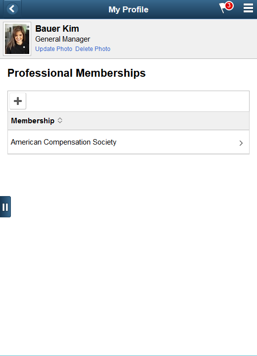 Qualifications - Professional Memberships page as displayed on a smartphone