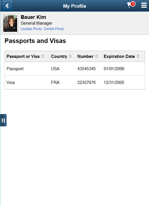 General Information - Passports and Visas page as displayed on a smartphone
