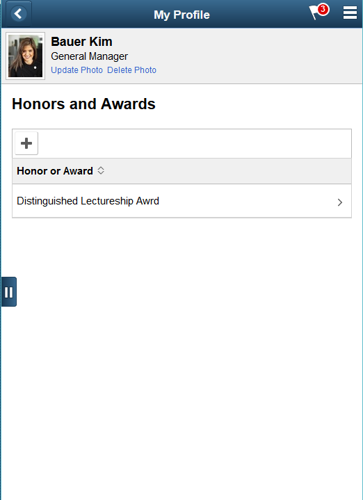 Qualifications - Honors and Awards page as displayed on a smartphone