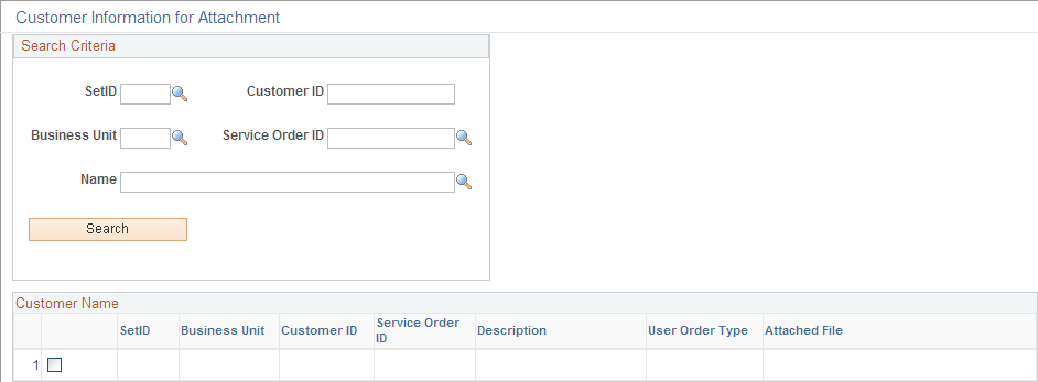 Customer Information for Attachment page