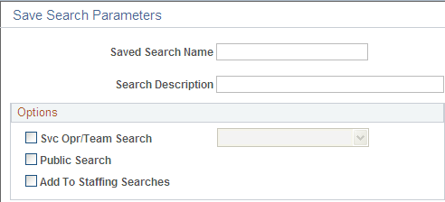 Save Search Parameters page
