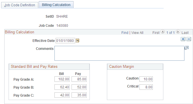 Billing Calculation page