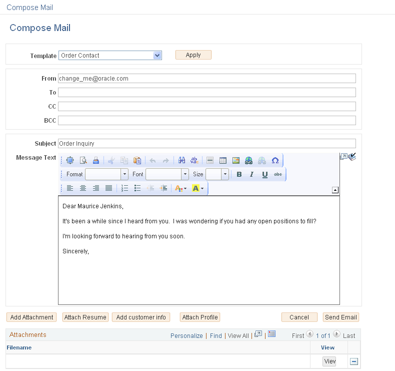 Compose Mail page