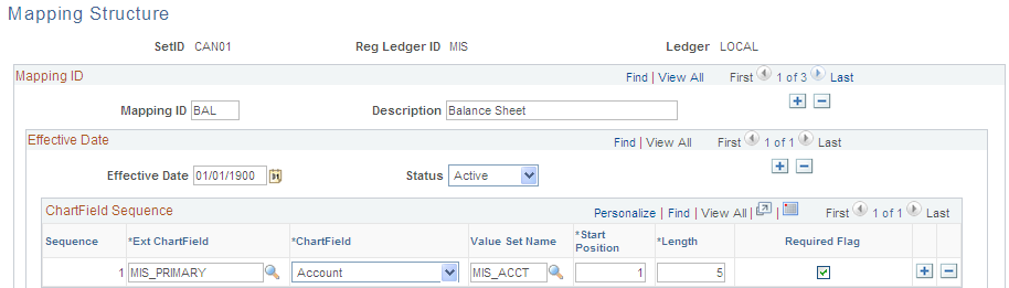 Reg Ledger Mapping Structure page