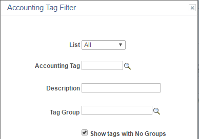 Accounting Tag Filter page (Classic)