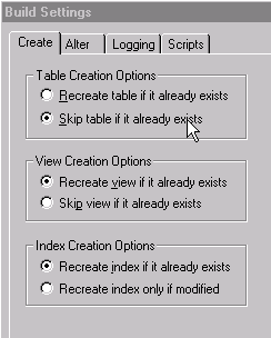 Verifying Build Settings: Create tab