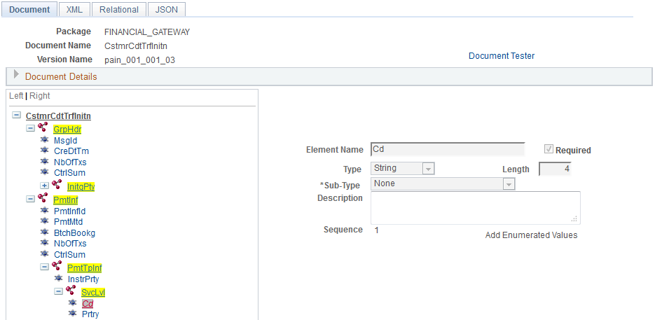 Example of a PeopleSoft Document, Primitive Element with Required check box selected