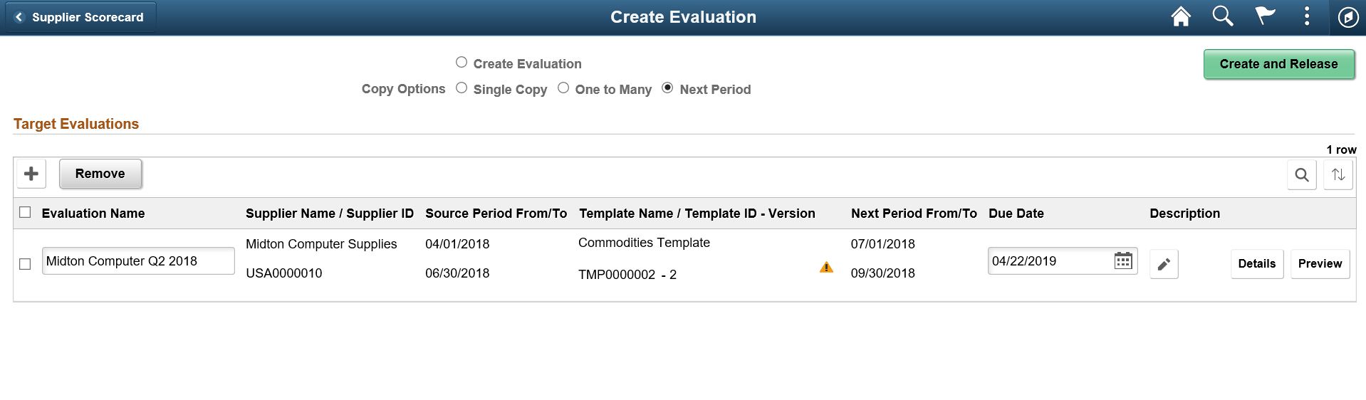 Create Evaluation page - Next Period Copy Option
