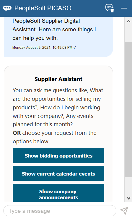 Supplier Public Homepage - Supplier Digital Assistant