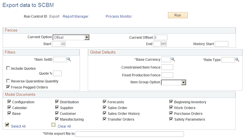Export data to SCBM page