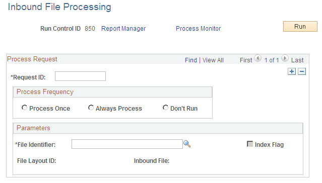 Inbound File Processing page