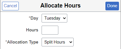 Weekly Time Entry - Allocate Hours