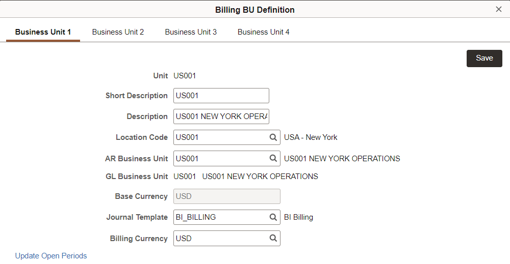 Billing Definition - Business Unit 1 (Fluid)