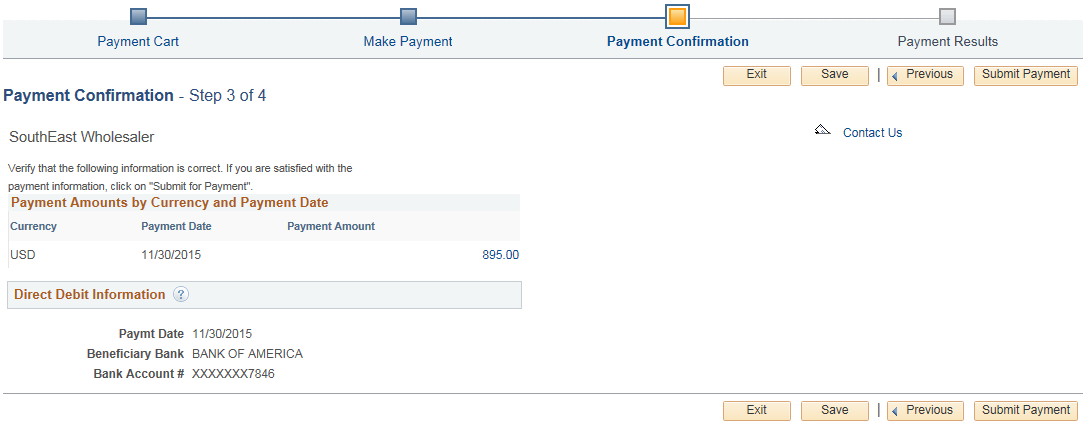 Payment Confirmation - Step 3 of 4 for a Direct Debit payment