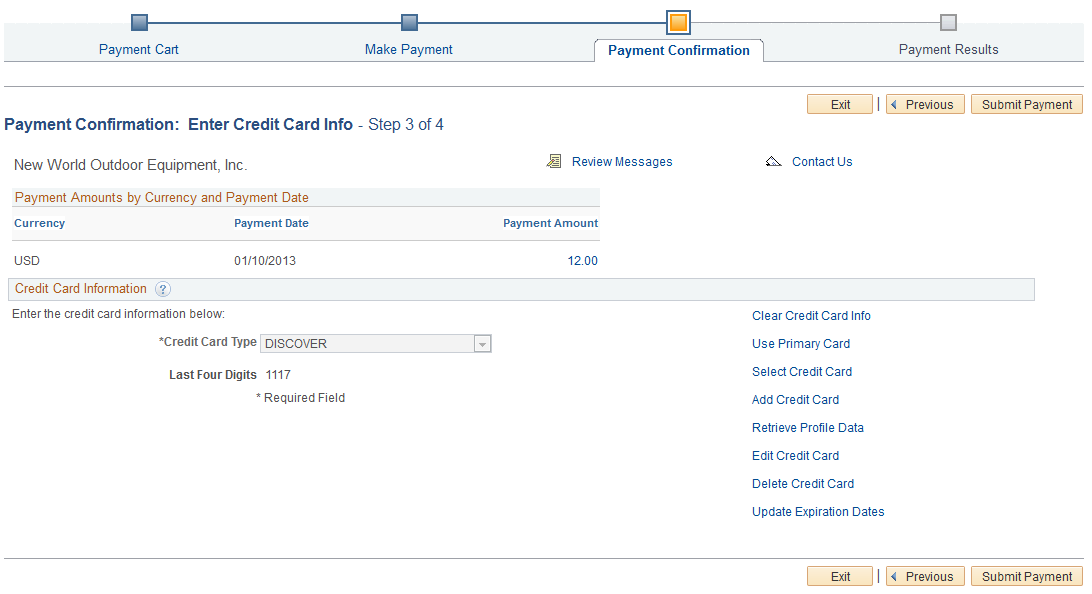 Payment Confirmation: Enter Credit Card Info - Step 3 of 4 (hosted credit card model)