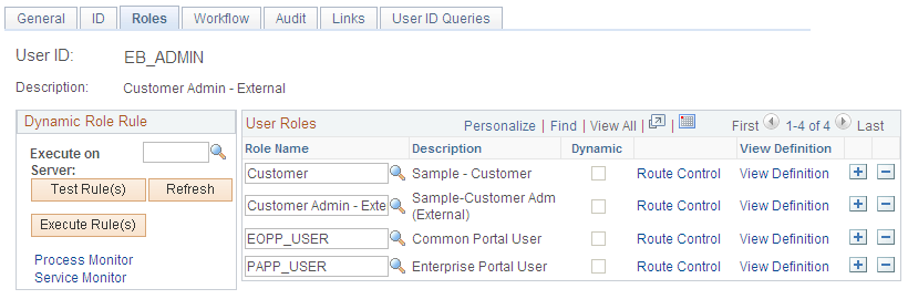 User Profile - Roles tab