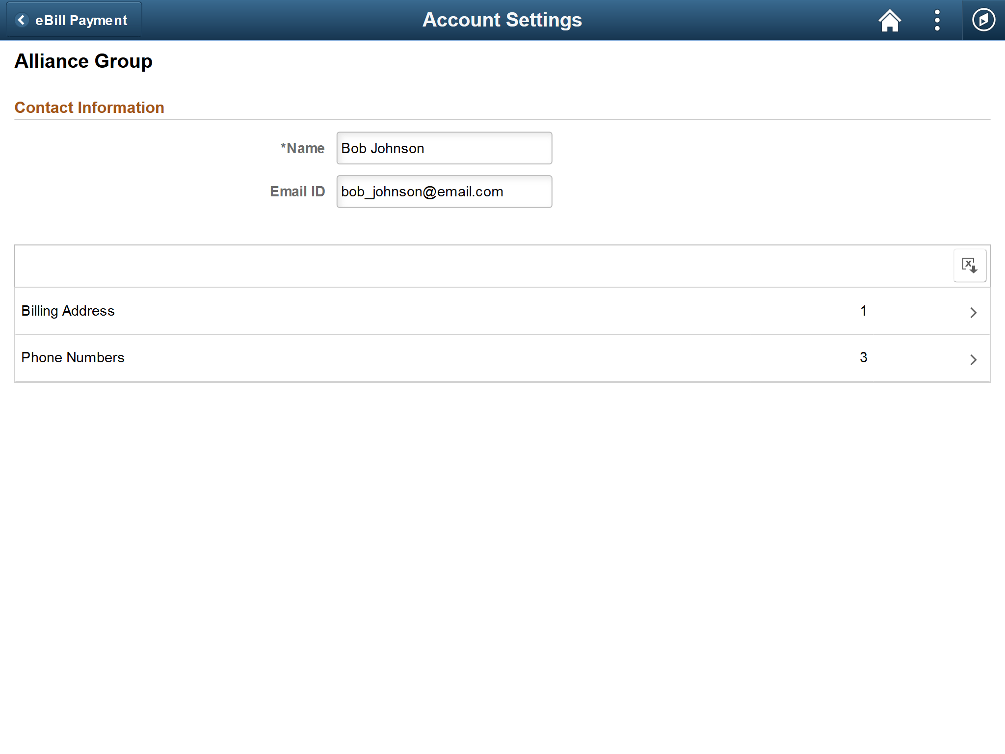 Account Settings page