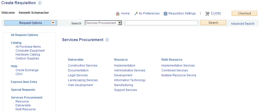 Services Procurement page