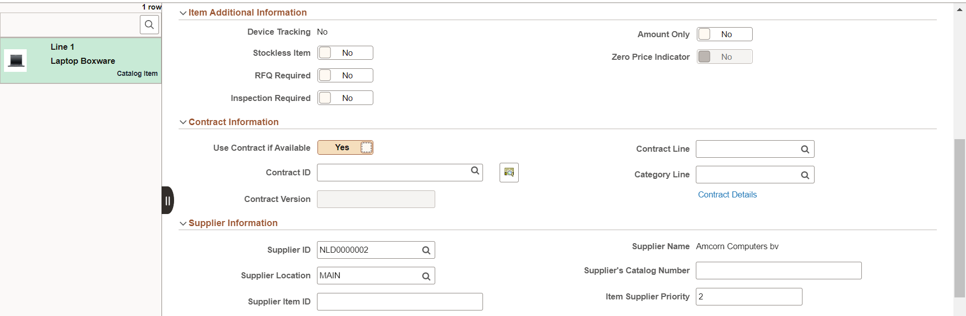 Create Requisition Line Details page (3 of 4)