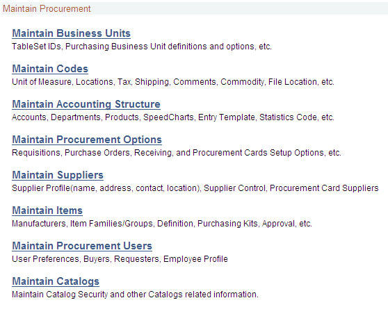 Administer Procurement page (2 of 2)