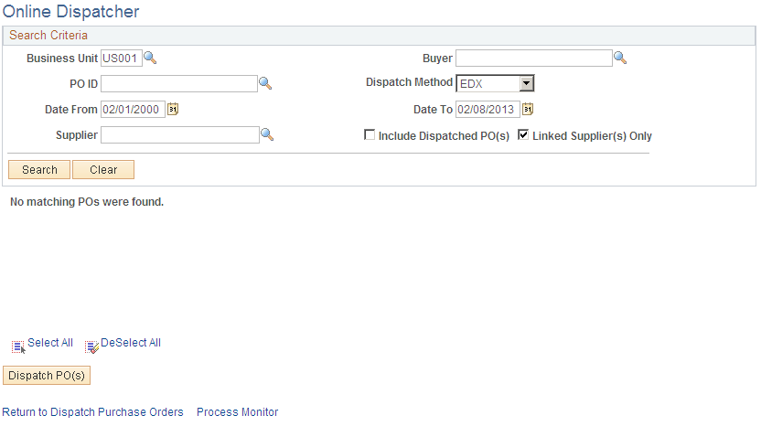 Online Dispatcher page with SQR enabled