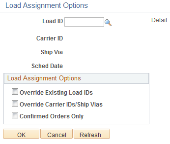 Load Assignment Options page
