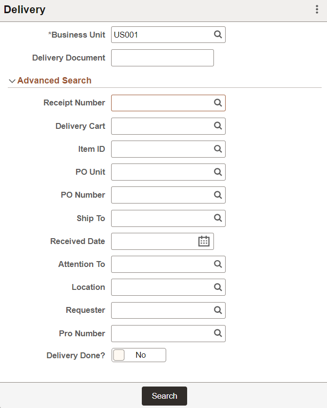 Delivery Fluid Search Page