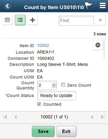 Count by Item - List View Fluid page