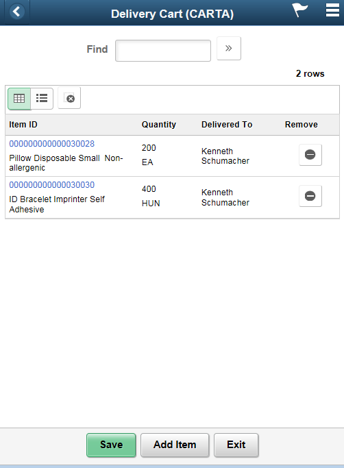 Delivery Cart - Fluid Grid View page