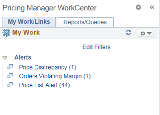Pricing Manager WorkCenter - My Work pagelet